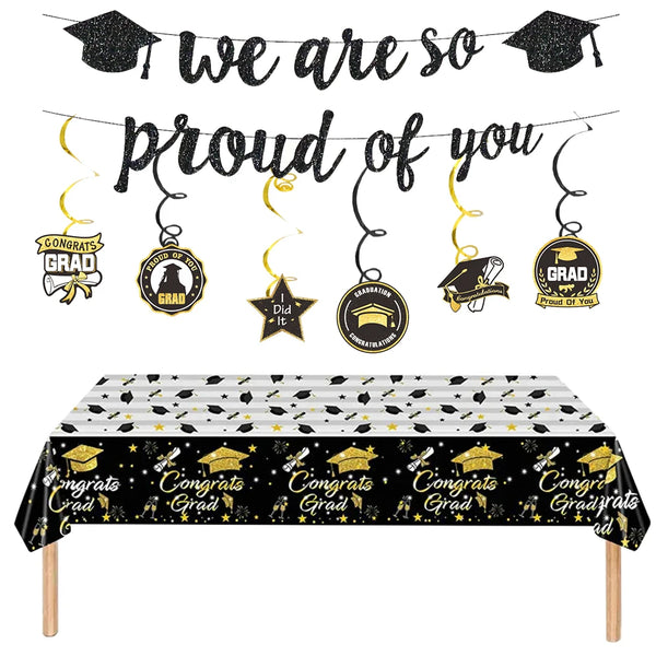 Garden Graduation Party Tablecloth Banner