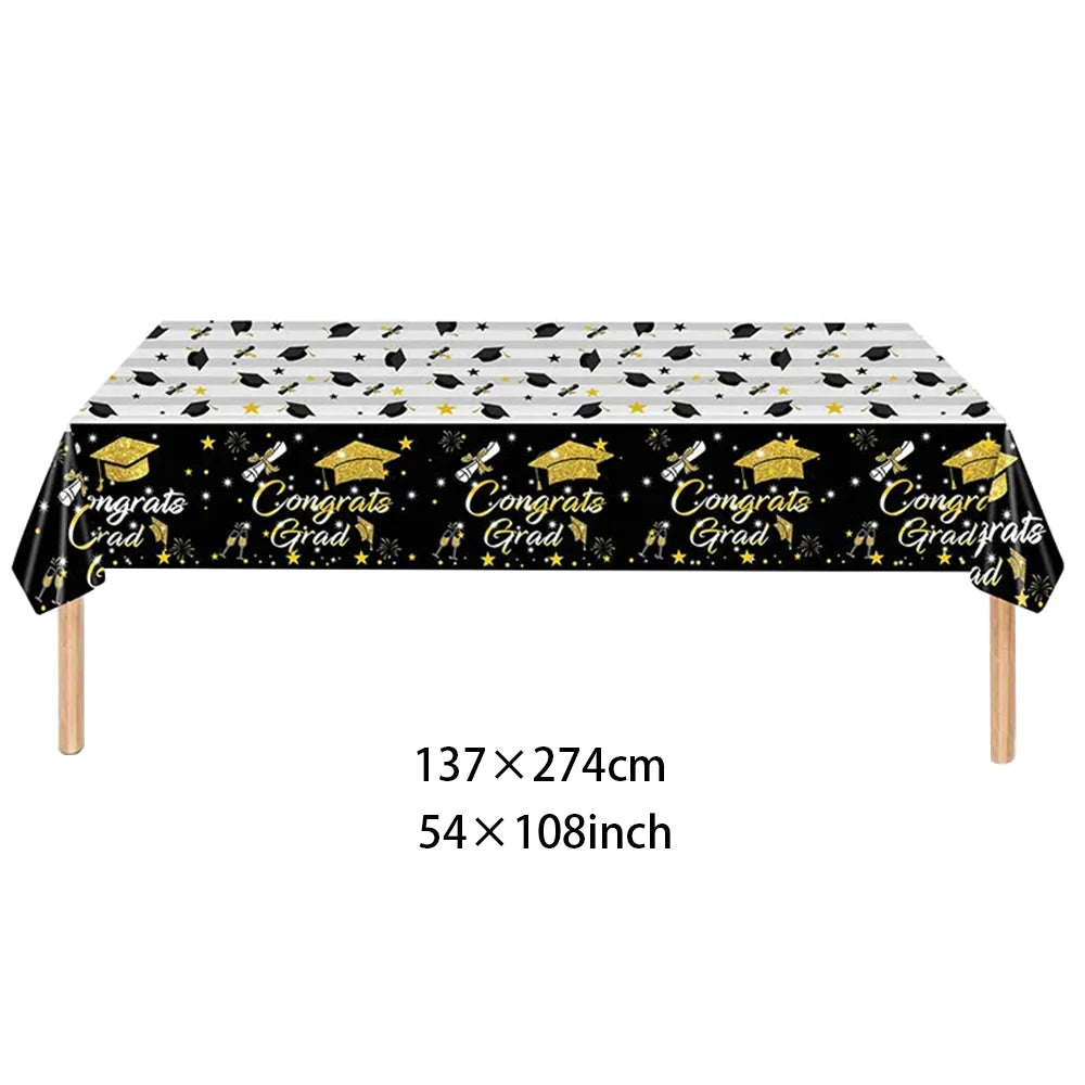 Garden Graduation Party Tablecloth Banner