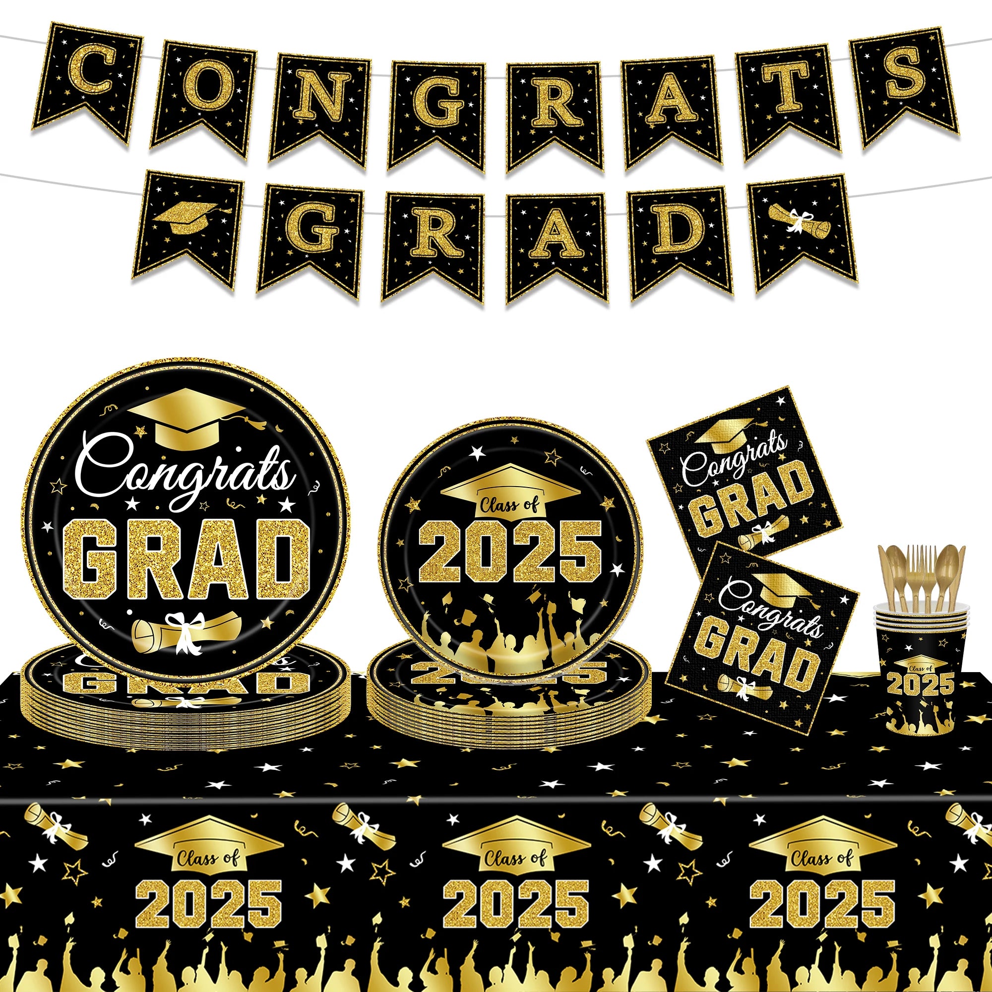 Garden Graduation Party Tablecloth Banner
