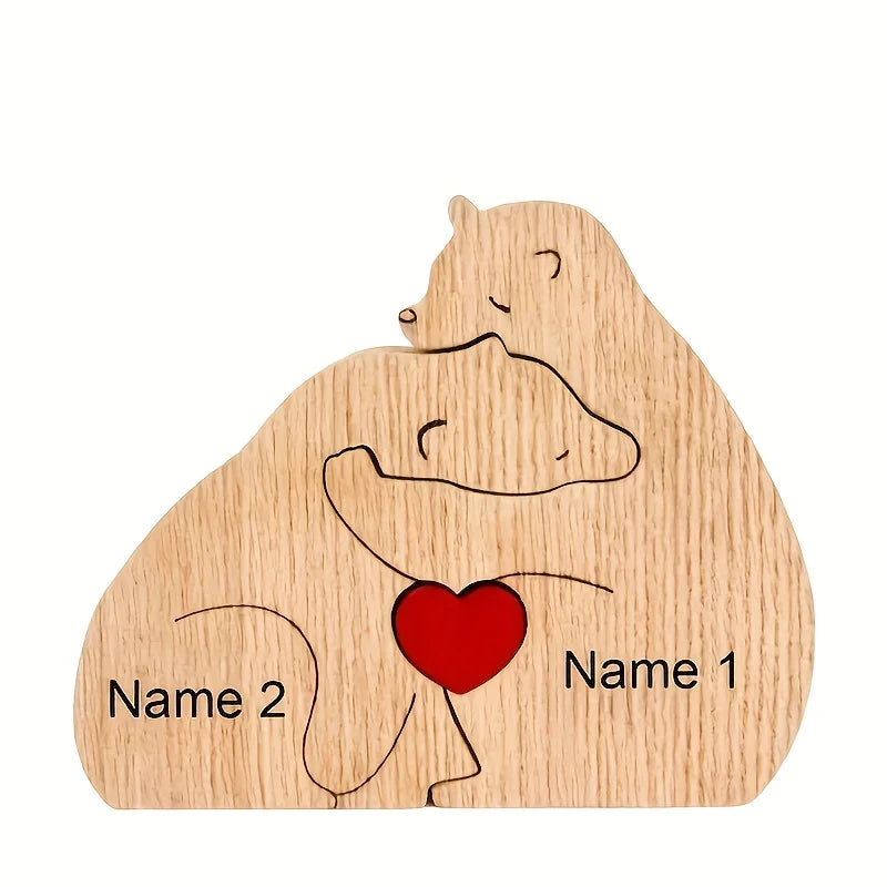 Personalized Wooden Bear Family Keepsake