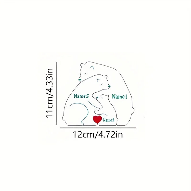 Personalized Wooden Bear Family Keepsake