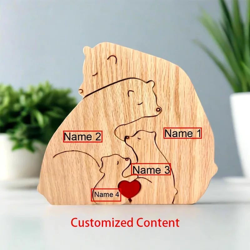 Personalized Wooden Bear Family Keepsake